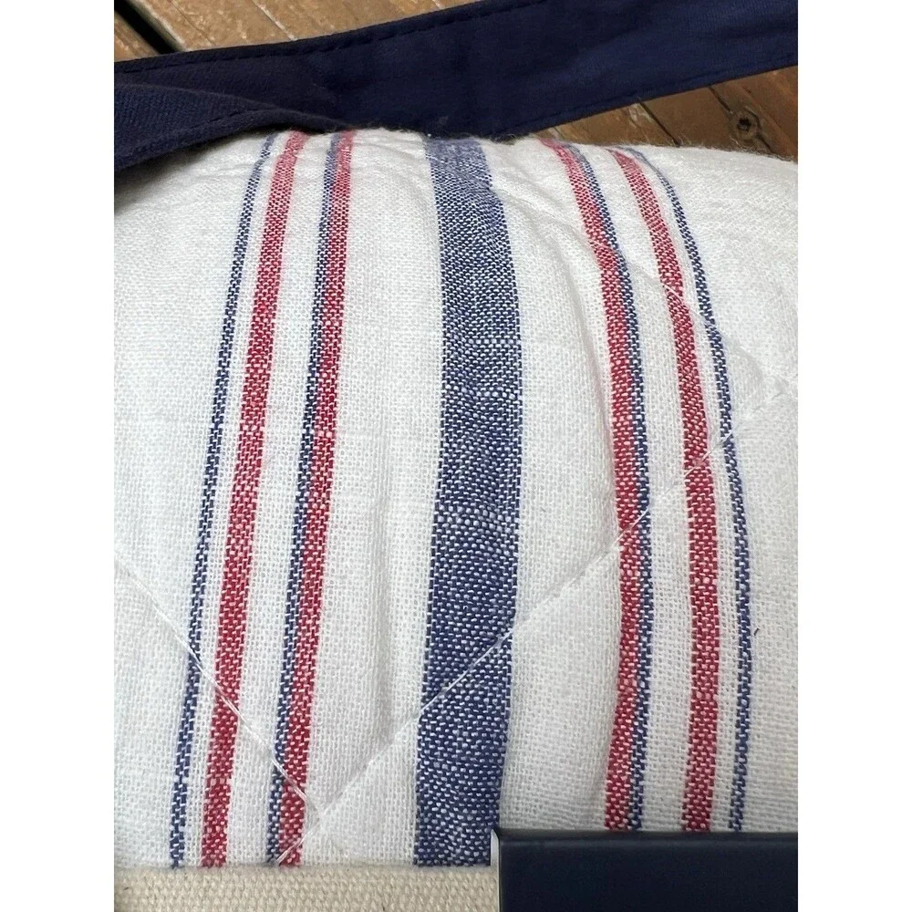 Brooks Brothers Blue Red White Stripes King Cotton Slub Quilt Set 106x92” New